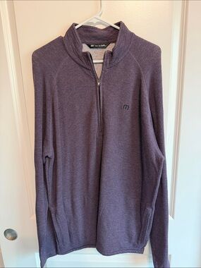 Travis Mathew Men's Plum Quarter-Zip Sweater